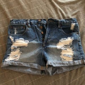 High waisted denim shorts